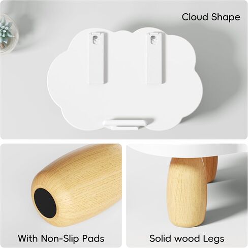 Adjustable Wood Laptop Stand, Ergonomic Height Angles Computer Stand, Cloud-Shaped Holder Riser Notebook Stand for Desk Compatible with Air, Pro, Dell, HP, Lenovo More 10-17.3" Laptops, White in Kuwait