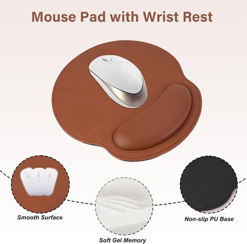 Mosiso Wrist Rest دعم لمجموعة لوحة الماوس ومفاتيح لوحة المفاتيح ، لوحة مفاتيح جلدية PU المريحة والموسباد مع راحة المعصم والمنزل غير القابل للانزلاق وسادة الكتابة السهلة مع رغوة الذاكرة المرتفعة والبني in Saudi Arabia
