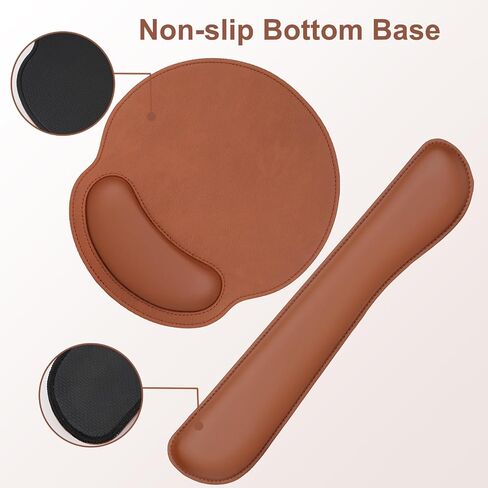 Mosiso Wrist Rest دعم لمجموعة لوحة الماوس ومفاتيح لوحة المفاتيح ، لوحة مفاتيح جلدية PU المريحة والموسباد مع راحة المعصم والمنزل غير القابل للانزلاق وسادة الكتابة السهلة مع رغوة الذاكرة المرتفعة والبني in Saudi Arabia