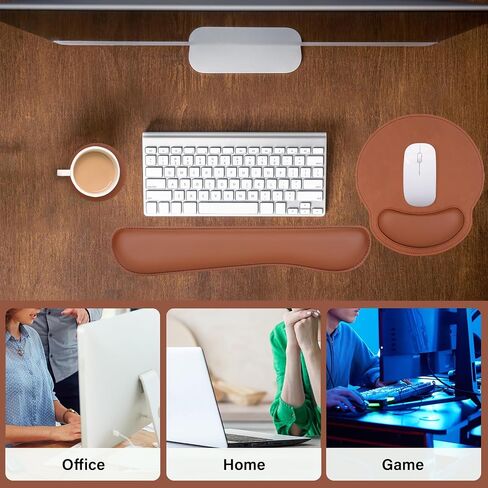 Mosiso Wrist Rest دعم لمجموعة لوحة الماوس ومفاتيح لوحة المفاتيح ، لوحة مفاتيح جلدية PU المريحة والموسباد مع راحة المعصم والمنزل غير القابل للانزلاق وسادة الكتابة السهلة مع رغوة الذاكرة المرتفعة والبني in Saudi Arabia