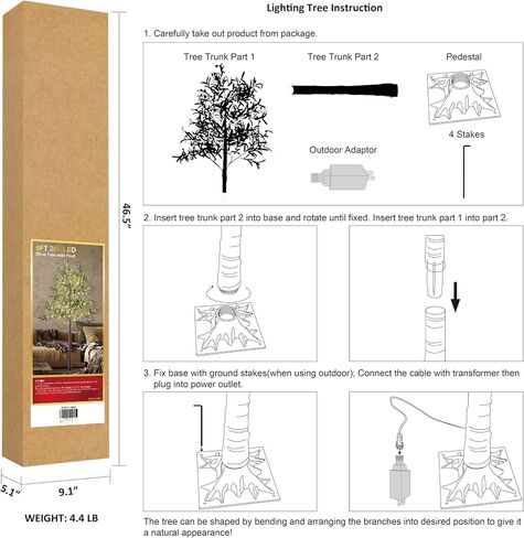 Lightshare Lighted Gypsophila Tree 6FT 176 LED Artificial Baby Breath Flowers with Lights for Wedding Home Christmas Holiday Decoration (Gypsophila Tree) in Saudi Arabia