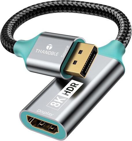 Active DisplayPort to HDMI Adapter (8K 60Hz) ، محول DP أحادي الاتجاه 1.4 إلى HDMI 2.1 ، من الذكور إلى الإناث HDR للمراقبة ، بطاقة الرسومات ، الكمبيوتر (الأسود) in Kuwait