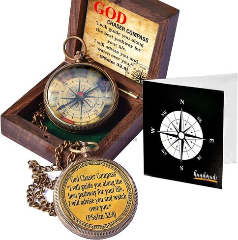 Be Strong and Courageous, Joshua 1:9, Solid Brass Directional Engraved Compass, Baptism Gifts for Boys Girls, First Communion, Christian Gifts for Men, First Confirmation Gifts for Boys in Kuwait