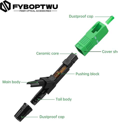 20 pcs SC-APC Fiber Optic Quick Assembly Connector Fiber Optic Fast Connectors Singlemode 9/125 Mechanical Connectors Adapter for 2mm x 3mm Butterfly Fiber Cable in Kuwait