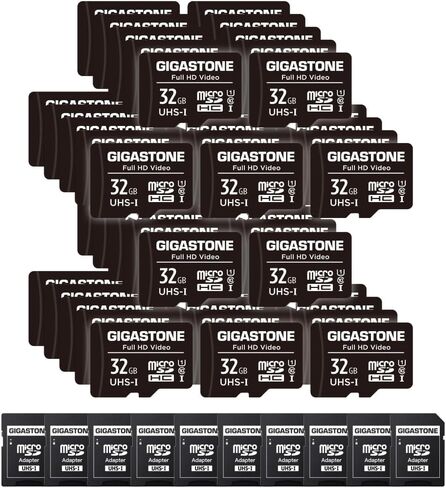 GIGASTONE 32GB Micro SD Card 50-Pack, Full HD Video, Surveillance Security Cam Action Camera Drone, 90MB/s Micro SDHC UHS-I U1 C10 Class 10, with Adapter in Saudi Arabia