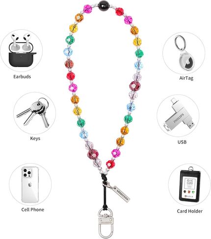 T-SB Women's Phone Wrist Strap-Beaded Phone Charm Detachable Lanyard Bracelet, Chain with Metal Accent for Phone Case. in Saudi Arabia
