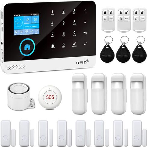YBJ 21-Piece-Kit WiFi Alarm System for Home Security, DIY 4G Smart Home Security System, Wireless Home Alarm System with APP Control, Motion Detector, Door Window Sensor, Siren,Work with Amazon Alexa in Kuwait