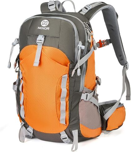 Hiking Backpack, 40L Lightweight Camping Backpack with Rain Cover, Water Resistant Large Hiking Bag Outdoor Travel Daypack for Men Women, Orange in Saudi Arabia