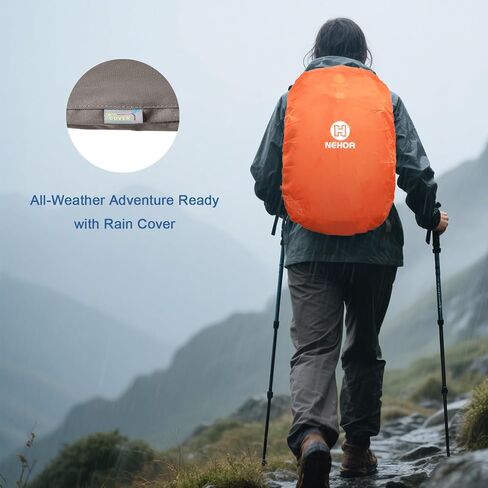 Hiking Backpack, 40L Lightweight Camping Backpack with Rain Cover, Water Resistant Large Hiking Bag Outdoor Travel Daypack for Men Women, Orange in Saudi Arabia