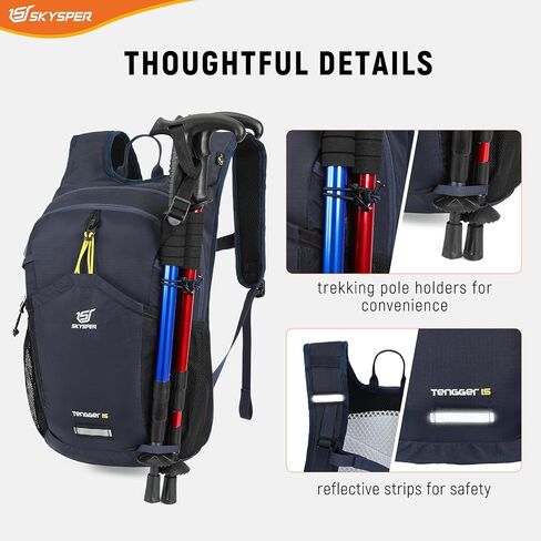 SKYSPER Hiking Backpack 15L Lightweight Walking Daypack for Camping Travelling Daytrip Small Trail Bagpack for Men Women in Saudi Arabia