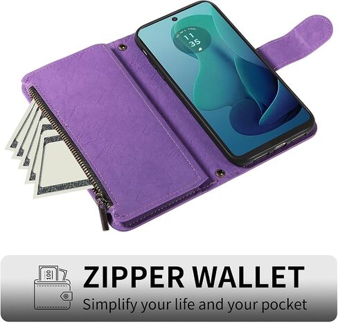 ل Motorola Moto G 5G 2024 Wallet Phone Case with Crossbody Lanyard Strap Faux Card Card Slot Slot Stand Kickstand Men Women Flip Cell Cover for G5G 5 G G5 Purple in Kuwait