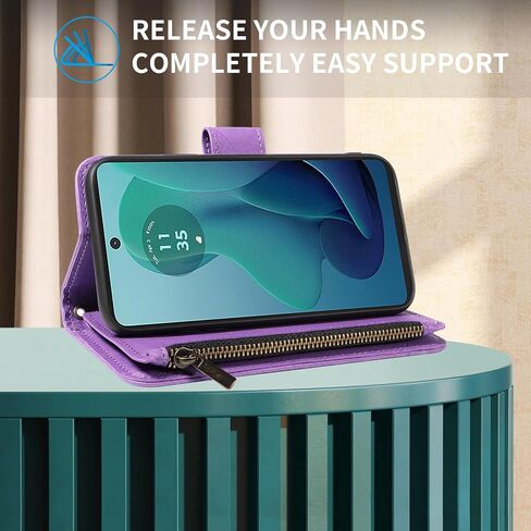 ل Motorola Moto G 5G 2024 Wallet Phone Case with Crossbody Lanyard Strap Faux Card Card Slot Slot Stand Kickstand Men Women Flip Cell Cover for G5G 5 G G5 Purple in Kuwait