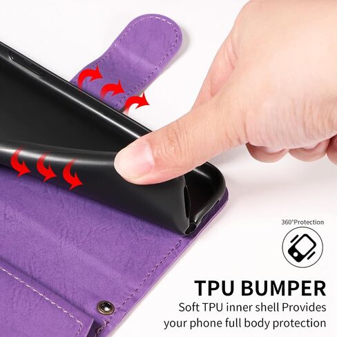 ل Motorola Moto G 5G 2024 Wallet Phone Case with Crossbody Lanyard Strap Faux Card Card Slot Slot Stand Kickstand Men Women Flip Cell Cover for G5G 5 G G5 Purple in Kuwait