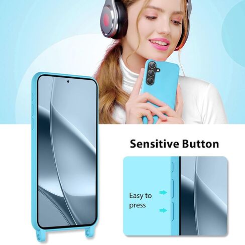 حافظة هاتف UEEBAI Crossbody Lanyard لهاتف Samsung Galaxy S24 Ultra 5G، غطاء هاتف من السيليكون مع حزام قلادة قابل للتعديل وحزام رقبة ناعم وغطاء حماية مضاد للصدمات - أسود in Kuwait