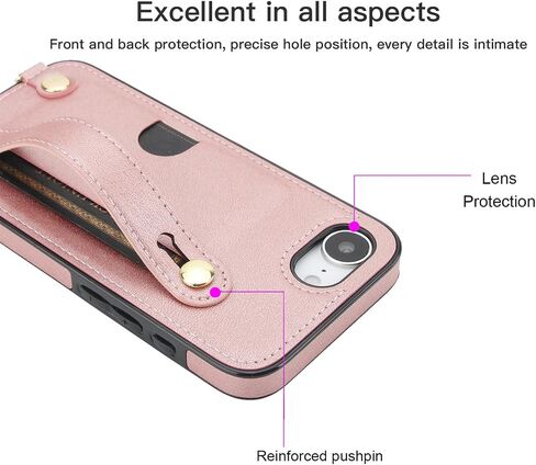 لـ iPhone 16E (2025) Crossbody Case مع حامل فتحة البطاقة ، حبل حزام الكتف قابل للتعديل قابل للإزالة مع غطاء Kickstand مع Wristband for iPhone 16e ، WD Black in Kuwait