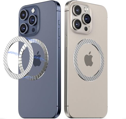 Magnetic Ring Sticker for Magsafe Phone Magnet Upgrade Bulit-in Magnet for Wireless Charging, Phone Case, Car Holder, Compatible Universal Conversion Magnet Adapter Kit 2 Pack (for Carbon Black) in Kuwait