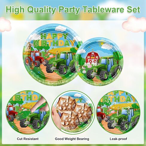 Avezano 192 Pcs Farm Birthday Party Supplies Tableware Pink Farm Animal Baby Shower Party Decor Include Dinner Plates Napkins Cups Dinnerware, Farm Barnyard Theme Party Favors Serves 24 in Saudi Arabia