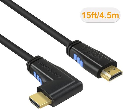 كابل HDMI بطول 10 أقدام 4K من CableCreation - زاوية قائمة 90 درجة، كابل ذكر إلى ذكر لـ Ultra HD 4K@60 هرتز، فيديو ثلاثي الأبعاد - ضمان لمدة عامين in Kuwait