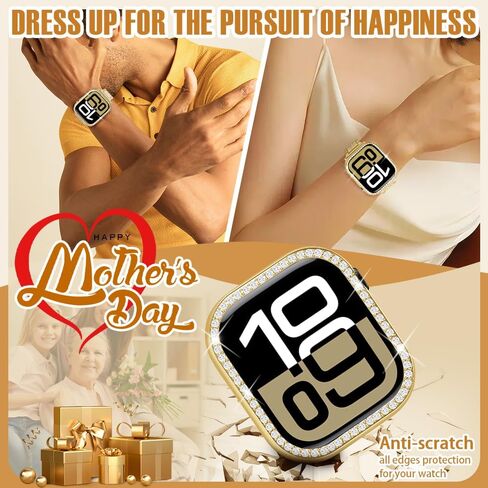 top4cus 40mm Bling Shiny Case for Apple Watch Series 6/SE/5/4, Gold | Crystal Rhinestone Protector, Daily Use Cover for Women Kids, Overall Anti-Scratch Bumper, Shockproof, Waterproof, Workout in Kuwait