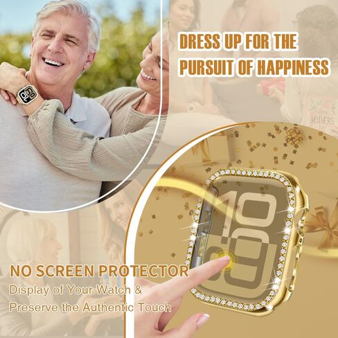 top4cus 40mm Bling Shiny Case for Apple Watch Series 6/SE/5/4, Gold | Crystal Rhinestone Protector, Daily Use Cover for Women Kids, Overall Anti-Scratch Bumper, Shockproof, Waterproof, Workout in Kuwait