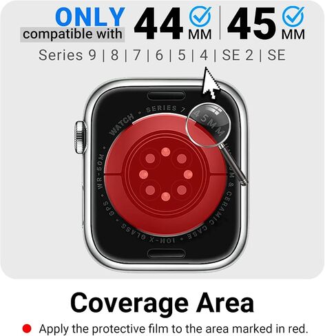 [5 Pack] Flex Guard Nickel Metal Allergy Back Protector for Apple Watch Ultra 2, Prevent Rash, Contact Dermatitis, Soft Film, Sensor Protector, Back Cover for iWatch 49mm in Kuwait