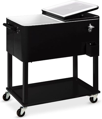 Best Choice Products 80-Quart Outdoor Steel Rolling Cooler Cart w/Ice Chest, Bottle Opener, Catch Tray, Drain Plug, Locking Wheels in Kuwait
