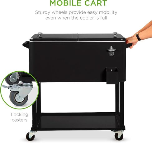 Best Choice Products 80-Quart Outdoor Steel Rolling Cooler Cart w/Ice Chest, Bottle Opener, Catch Tray, Drain Plug, Locking Wheels in Kuwait