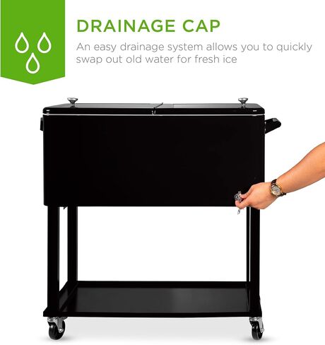 Best Choice Products 80-Quart Outdoor Steel Rolling Cooler Cart w/Ice Chest, Bottle Opener, Catch Tray, Drain Plug, Locking Wheels in Kuwait