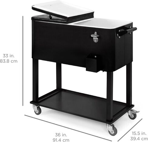 Best Choice Products 80-Quart Outdoor Steel Rolling Cooler Cart w/Ice Chest, Bottle Opener, Catch Tray, Drain Plug, Locking Wheels in Kuwait