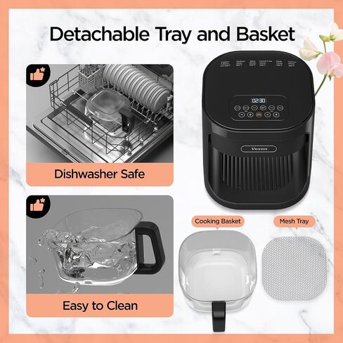 Vexon 4.5L Glass Air Fryer ，Clear Viewing Window ，Easy-to-Clean Basket ，Multiple Cooking Modes ，User-Friendly Digital Controls (Black) in Saudi Arabia