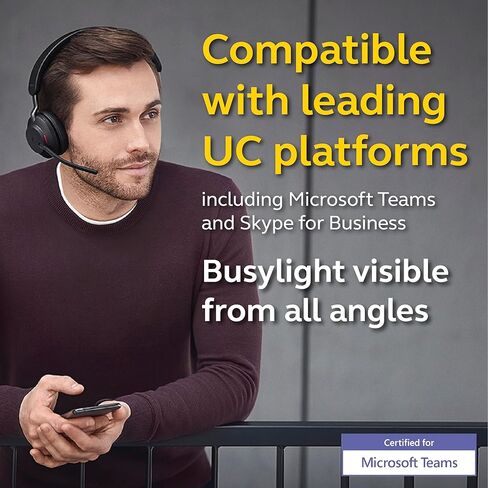 Jabra Evolve2 65 MS Wireless Headphones with Link380a, Stereo, Black – Wireless Bluetooth Headset for Calls and Music, 37 Hours of Battery Life, Passive Noise Cancelling Headphones in Kuwait