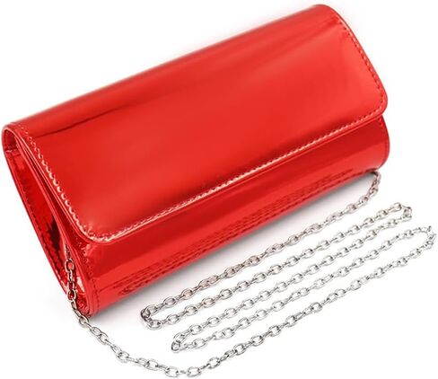 Silver Metallic Purse Flap Dazzling Small Clutch Bag Evening Bag With Detachable Chain in Saudi Arabia