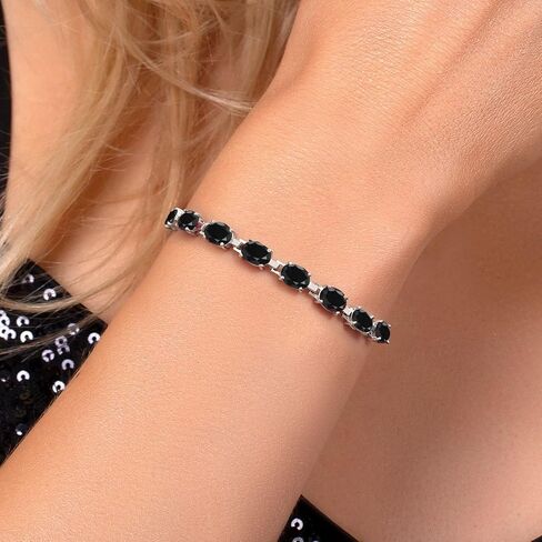 Gem Stone King 6.00 Cttw Blue Tanzanite Tennis Bracelet For Women In 925 Sterling Silver | Gemstone December Birthstone | Oval 7X5MM | Fully Adjustable Up to 9 Inch in Saudi Arabia