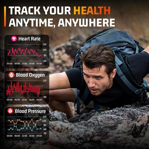 Military Smart Watches for Men-2.06"AMOLED Bluetooth Calls, IP68 Fitness Activity Step Tracker with Sleep Monitor/Pedometer/110+ Sports Modes, Tactical Smart Watch for Android iOS Samsung Compatible in Saudi Arabia