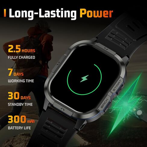 Military Smart Watches for Men-2.06"AMOLED Bluetooth Calls, IP68 Fitness Activity Step Tracker with Sleep Monitor/Pedometer/110+ Sports Modes, Tactical Smart Watch for Android iOS Samsung Compatible in Saudi Arabia