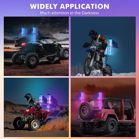 Bevinsee DIY 6FT Whip Lights - Adjustable to 2FT/4FT/6FT Lengths, Spiral RGB Chasing/Dancing LED Whip Lights with APP & Remote Control, Antenna Lighted Whip for UTV ATV Dune Buggy Offroad Truck, 2PCS in Saudi Arabia