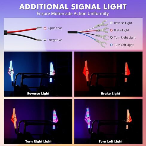 Bevinsee DIY 6FT Whip Lights - Adjustable to 2FT/4FT/6FT Lengths, Spiral RGB Chasing/Dancing LED Whip Lights with APP & Remote Control, Antenna Lighted Whip for UTV ATV Dune Buggy Offroad Truck, 2PCS in Saudi Arabia