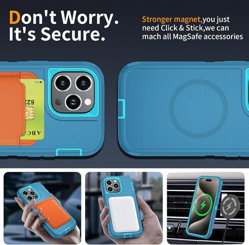 for iPhone 12 Pro Max Case [Compatible with MagSafe], Heavy Duty Shockproof 3-Layer Full-Body Protection Rugged Cover, Drop-Resistant and Wireless Charging (Aqua, iPhone 12 Pro Max) in Saudi Arabia