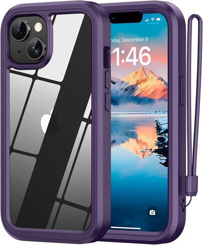ANB for iPhone 14 case & iPhone 13 case,Soft Silicone and Clear Hard PC Back 3in1 Full Body Shockproof Heavy Duty Military-Grade Drop Protection Cover, (Dark Purple) in Saudi Arabia