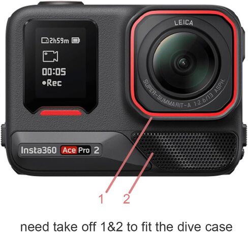 Waterproof Housing case for Insta 360 Ace Pro, Dive Case with Physical Harden Glass & Alluminium Alloy Frame Underwater Waterproof up to 60m/197/ft with Two Mounts, Three Protective Films in Saudi Arabia
