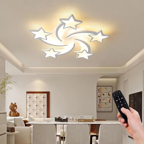 25.6 "زهرة على شكل ضوء السقف عكس الضوء مصباح السقف الحديث التحكم عن بعد LED الإضاءة لغرفة النوم غرفة الطعام المطبخ (أسود / 5 بتلات) in Saudi Arabia