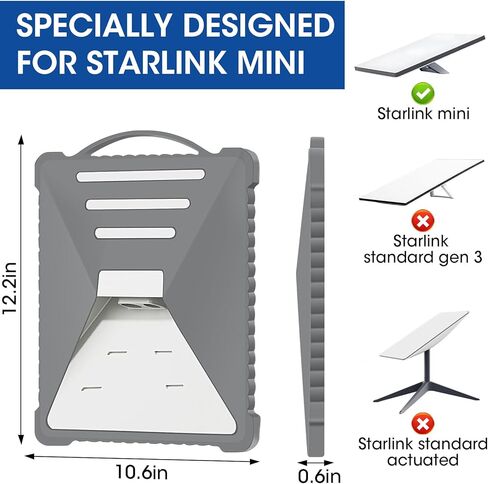 for Starlink Mini Protective Case, Liquid Silicone Cover for Starlink Mini Satellite Dish Antenna Full Protector Sleeve Shell Accessories, Portable Shock Resistant, Lightning-Proof (Grey) in Kuwait