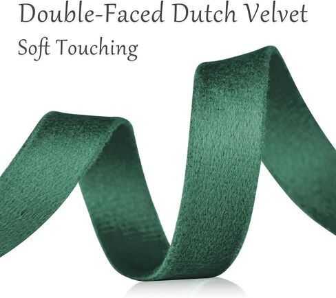 Velvet Christmas Ribbon，Double Face 3/8" x 20Yd for Christmas Wreath Decoration Handmade Craft Ornaments Gift Wrapping, Bow Making, Christmas Tree in Kuwait