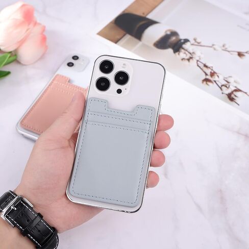 محفظة الهاتف ، حامل بطاقة هاتف 2Pack لخلف علبة الهاتف ، حامل بطاقة الائتمان الجلدية للهاتف الخليوي لزج محفظة RFID Double Pocket For iPhone و Android و Samsung-Black و Navy Blue in Kuwait