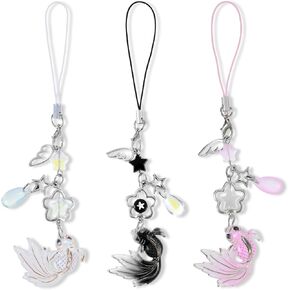 3pcs Cute Phone Charms Aesthetic Y2K Cell Phone Charms Cute Cell Phone Charms Star Heart Phone Straps Charms Y2K Accessories for Women Keychain Phone Bag Camera Pendants Decor