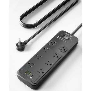 Surge Protector Power Strip 15ft ، واقي Flugtul Frase مع 8 منافذ - تصميم فسيح للمقابس الكبيرة ، قابس مسطح ، 20W USB C الشحن للمنزل ، المكتب ، ETL المدرجة ، 2040J