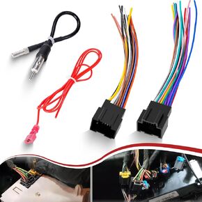 تسخير الأسلاك الراديوية مع محول الهوائي متوافق مع 2006-2013 GMC GMC Sierra Chevy Impala Buick Cadillac تثبيت ما بعد البيع استريو CD