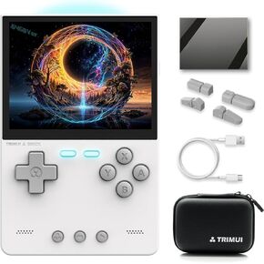 Trimui Brick Handheld Game Console 3.2 بوصة 1024*768 IPS Screen 3000mah trimuibrick مع حافظة محمولة وحامي الشاشة أسود