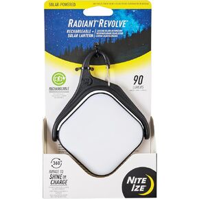 Nite Ize Radiant Revolve Rechargeable & Solar Lantern - Premium Solar Light for Camping Accessories & Backpacking Gear - Weather-Resistant Design with 360-Degree Rotating Body