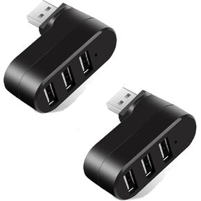 3-Port USB Hub [90°/180° Degree Rotatable],2Pack Multiport USBA Splitter Adapter with 3 USB Ports Charger Data,USB3.0 Extender for MacBook,Laptop,Car,iMac,Flash Drive,Printer,Camera,Keyborad, Mouse,PC